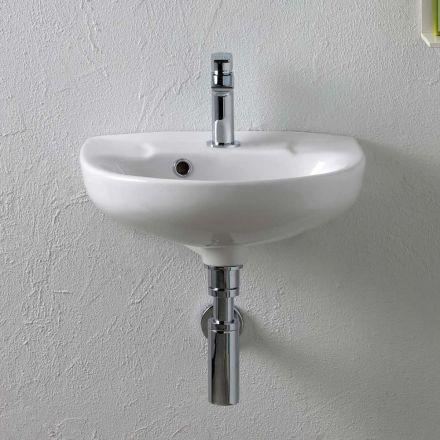 Wandhängendes, weißes Keramikwaschbecken mit elegantem, modernem Design – Silica Viadurini