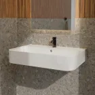 Wandwaschbecken aus Keramik mit optionalem Handtuchhalter, hergestellt in Italien – Graffa Viadurini