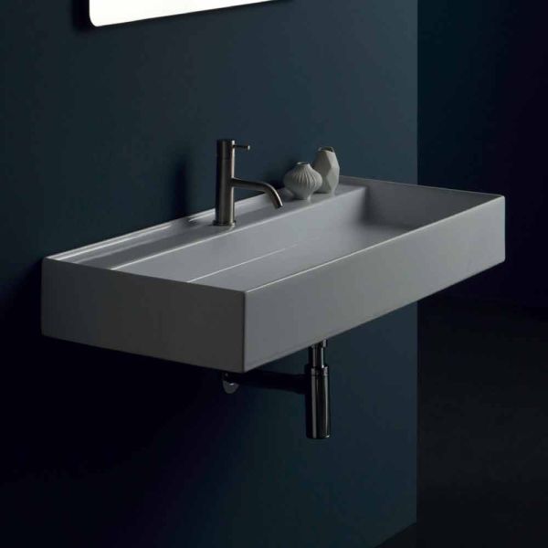 Hängewaschbecken aus keramik in modernem design sun 100x45 cm, hergestellt in italien