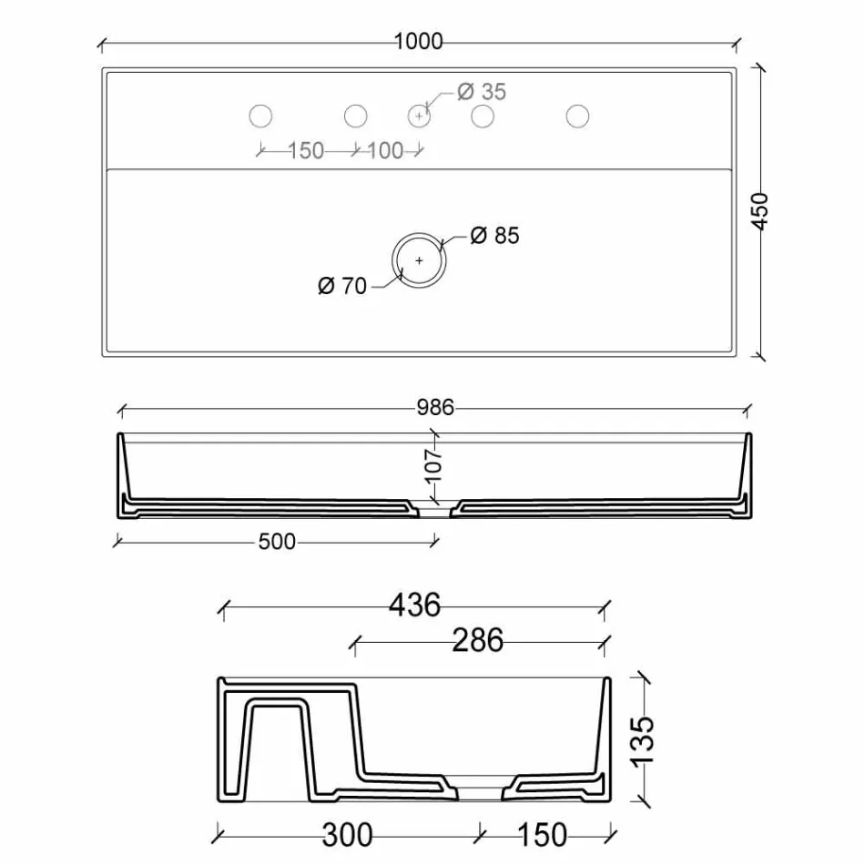 Hängeschrank aus Keramik mit modernem Design Sun 100x45 cm Made in Italy Viadurini