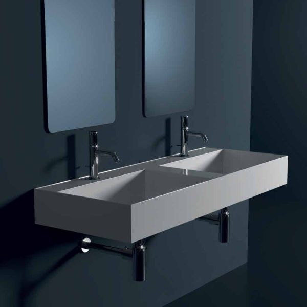 Hängewaschbecken aus keramik in modernem design sun 120x45 cm, hergestellt in italien