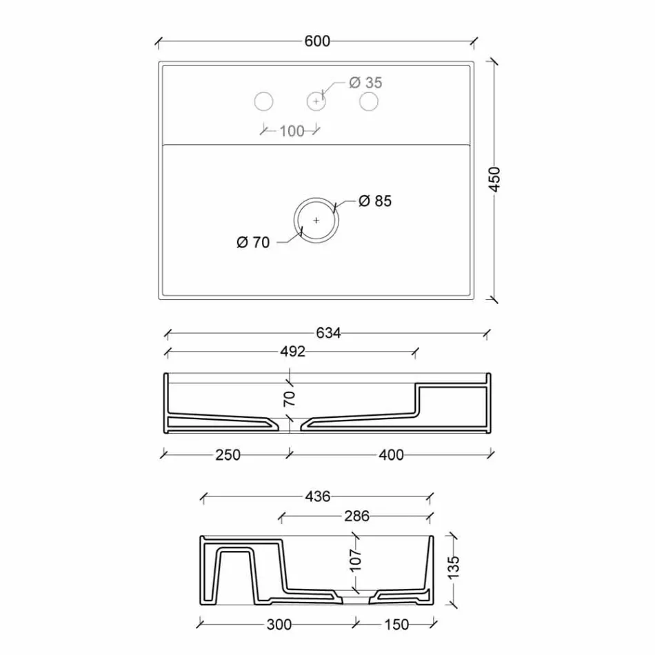Hängeschrank aus Keramik, Design Sun 60x45 cm, hergestellt in Italien Viadurini