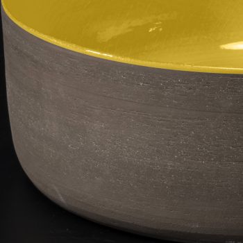 Gelbes rundes Aufsatzwaschbecken aus glasiertem Ton Made in Italy - Tatiana