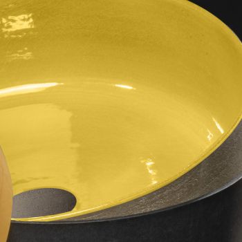 Gelbes rundes Aufsatzwaschbecken aus glasiertem Ton Made in Italy - Tatiana