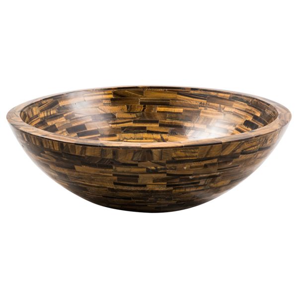 Rundes aufsatzwaschbecken aus tigerauge stein pollon design