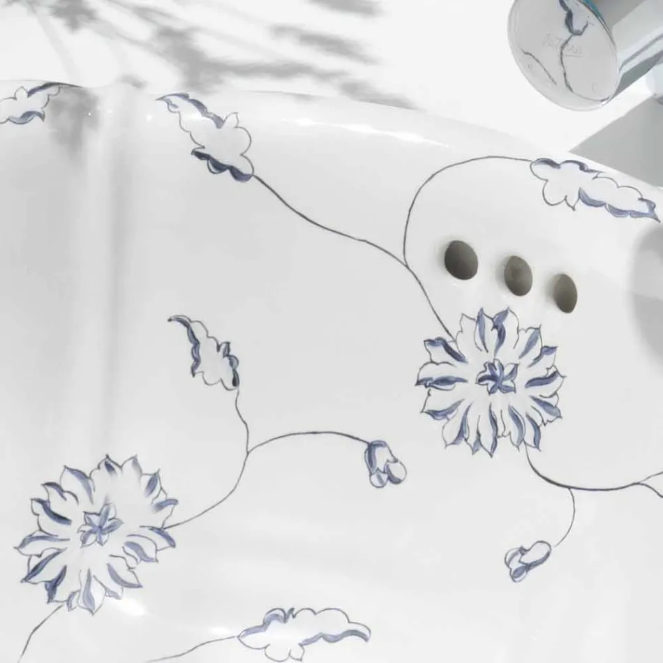 Rundes Einbauwaschbecken aus klassischem Porzellan made in Italy, Santiago Viadurini