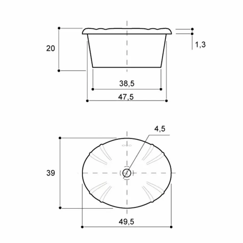 Rundes Einbauwaschbecken aus klassischem Porzellan made in Italy, Santiago Viadurini