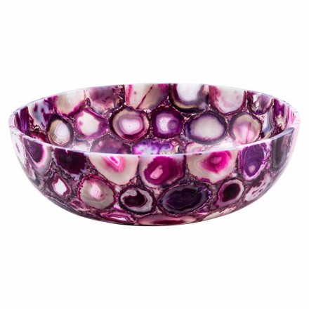 Rundes Achat-Stein-Countertop-Waschbecken - Büffel Viadurini