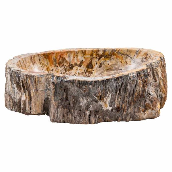Handgearbeiteter aufsatzwaschtisch aus fossilem holz, neviglie, einzelstück