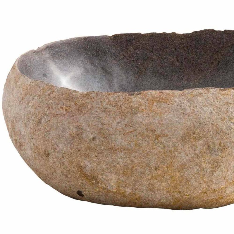 Modernes handgemachtes Aufsatzwaschbecken aus Flussstein, Burcei