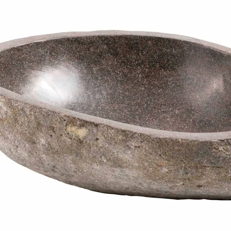 Moderne Arbeitsspüle aus handgearbeitetem Flussstein, Buriasco Viadurini