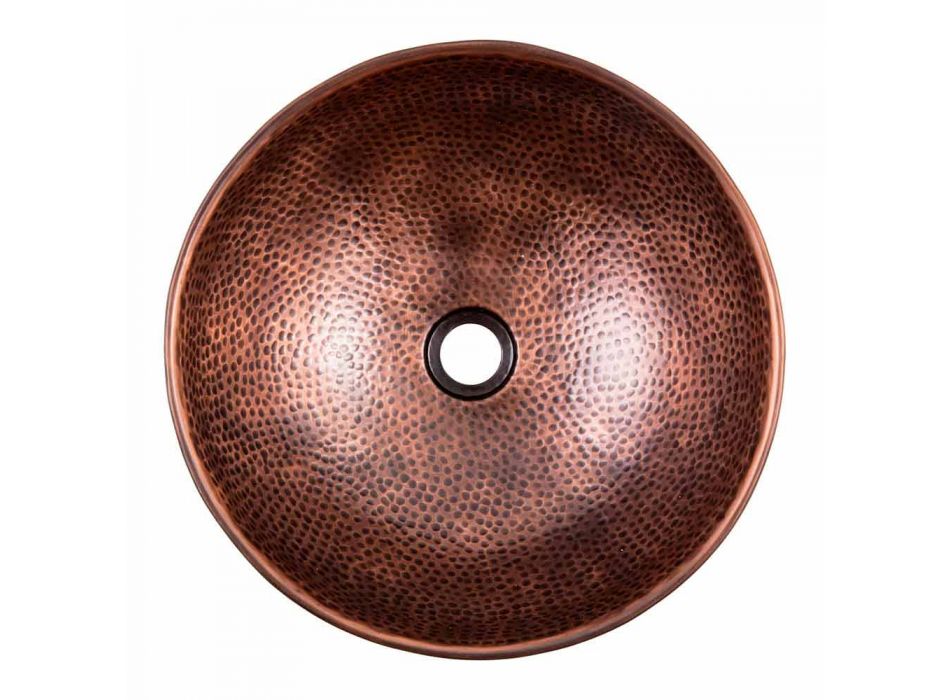 Runde, handgefertigte Waschtischplatte aus Kupfer, Palaia Viadurini