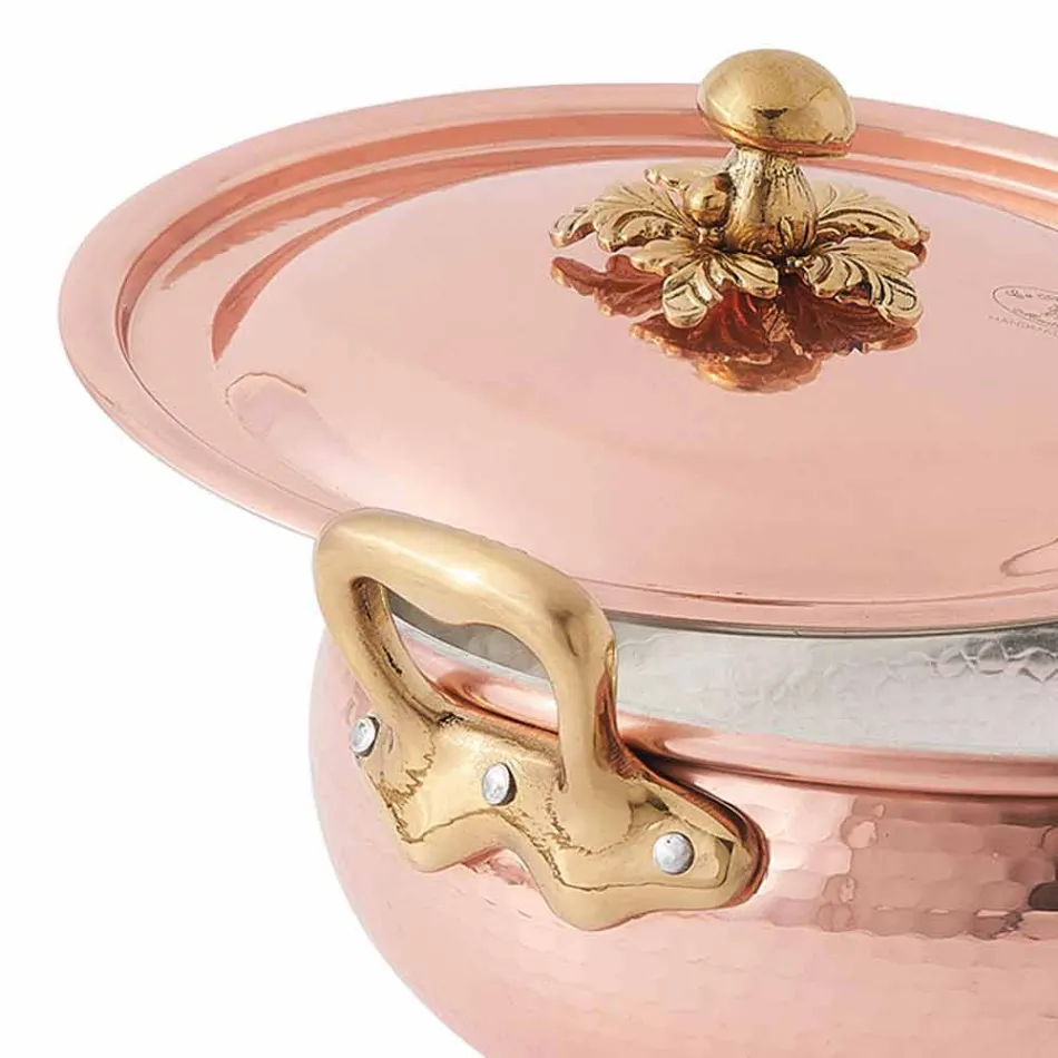 Gemüsetopf mit handgefertigtem verzinnten Kupferdeckel Made in Italy 24 cm - Mariacarla Viadurini