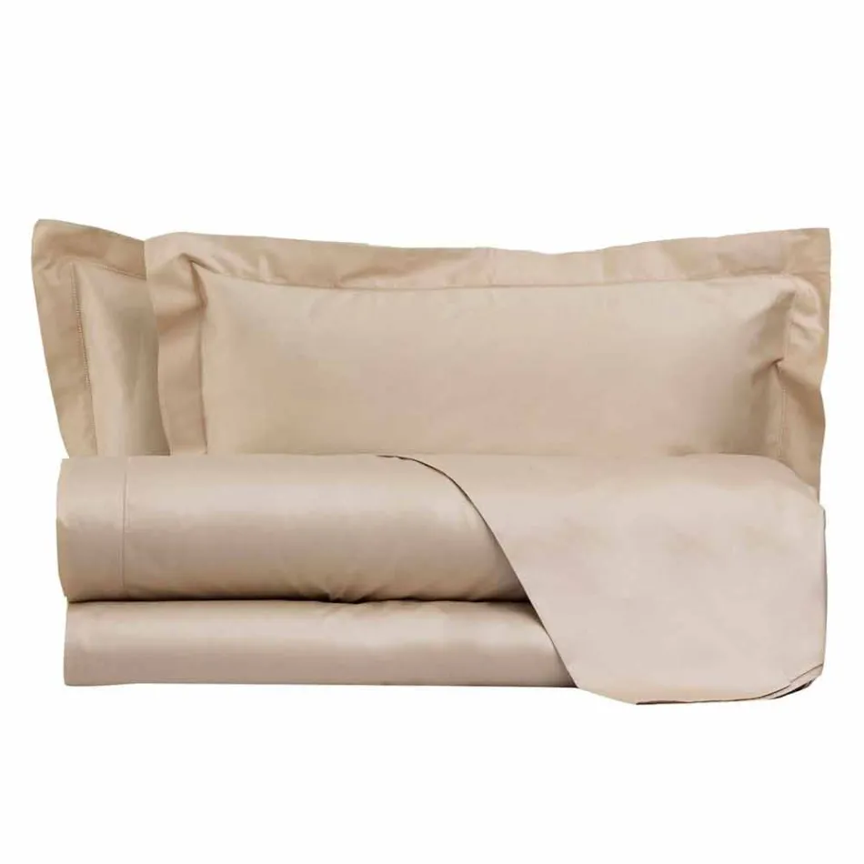 Einfarbige Blätter komplett in Baumwollsatin für Doppelbett - Hibiskus Viadurini