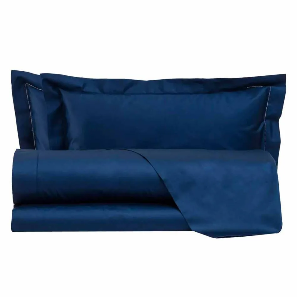 Einfarbige Blätter komplett in Baumwollsatin für Doppelbett - Hibiskus Viadurini