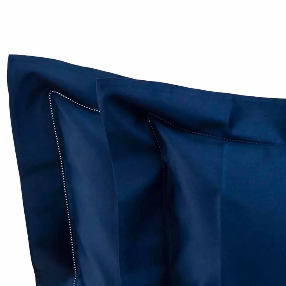 Einfarbige Blätter komplett in Baumwollsatin für Doppelbett - Hibiskus Viadurini