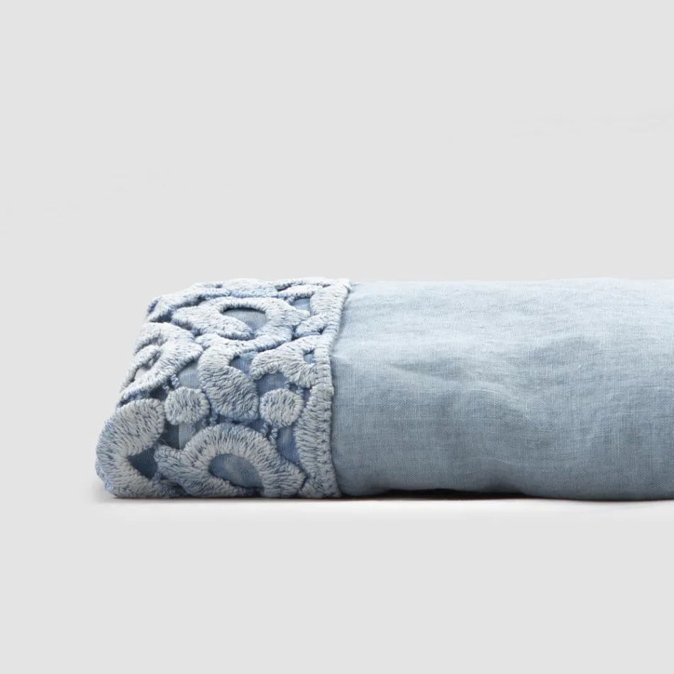 Doppelbettlaken aus Leinen mit Poema-Spitze, 3 Ausführungen – Dulcis Viadurini