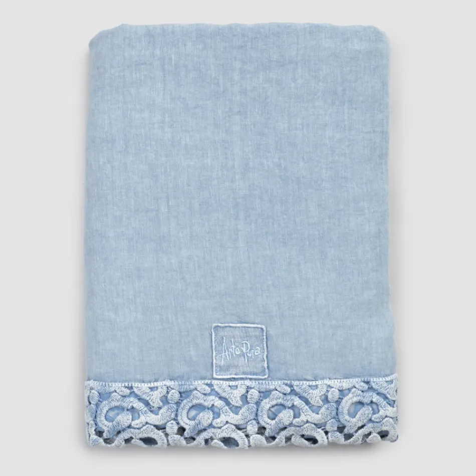 Doppelbettlaken aus Leinen mit Poema-Spitze, 3 Ausführungen – Dulcis Viadurini