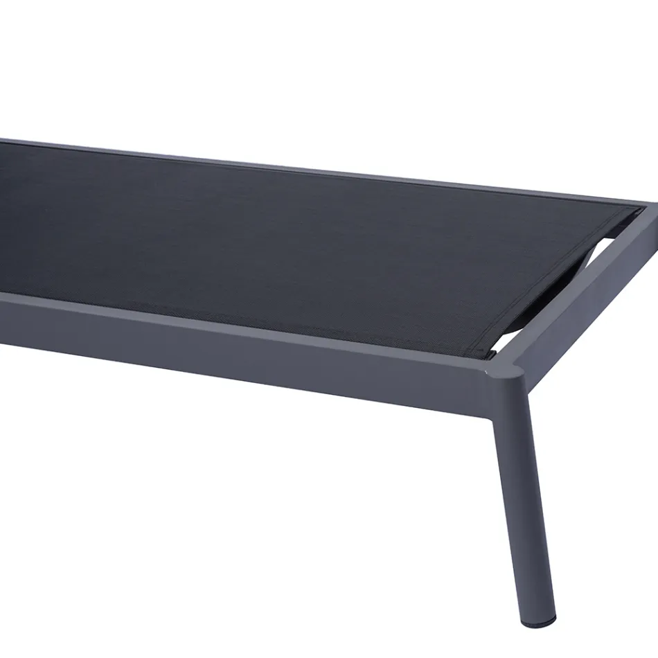 205 x 76 cm große Aluminium-Sonnenliege für den Außenbereich mit Kissen - Tessara Viadurini