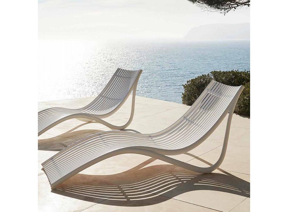 Outdoor Chaise Longue Sunbed, White oder Ecru Plastic 4 Stück - Ibiza von Vondom