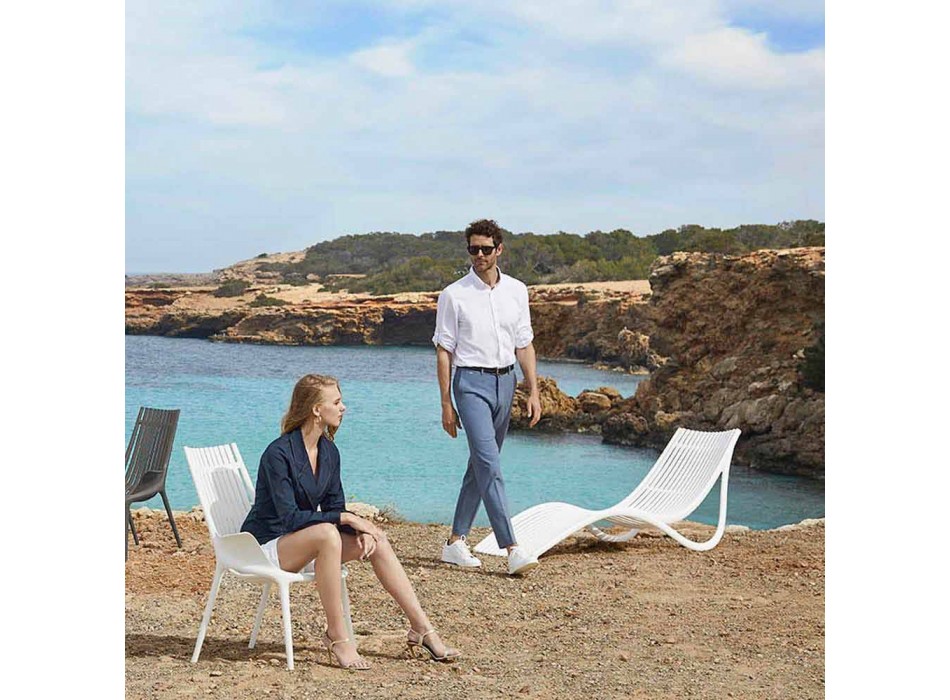 Outdoor Chaise Longue Sunbed, White oder Ecru Plastic 4 Stück - Ibiza von Vondom