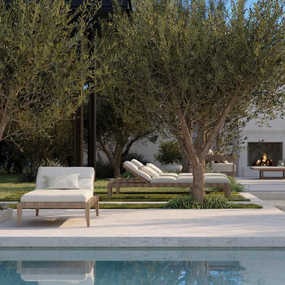 Gartenliege mit Teakholzrahmen Made in Italy - Briga Viadurini