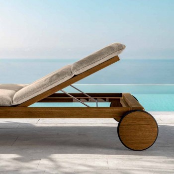 Sonnenliege im Freien aus Holz und Stoff, Luxus mit Rädern - Cruise Teak von Talenti