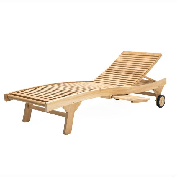 Outdoor-sonnenliege aus natürlichem teak - yggdrasil