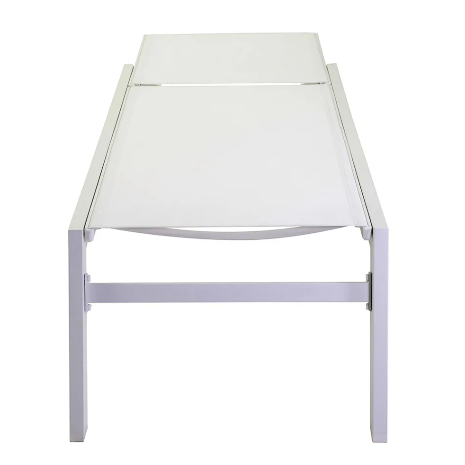 Outdoor-Liege aus Aluminium und Textilene mit 2 Rädern - Kostüm Viadurini