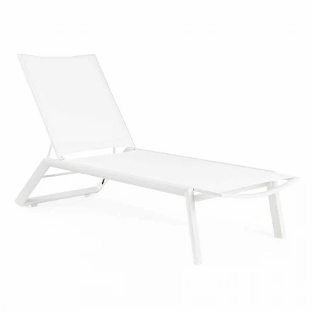 Liegende Außenliege mit Rädern aus Aluminium und Textil - Juwel Viadurini