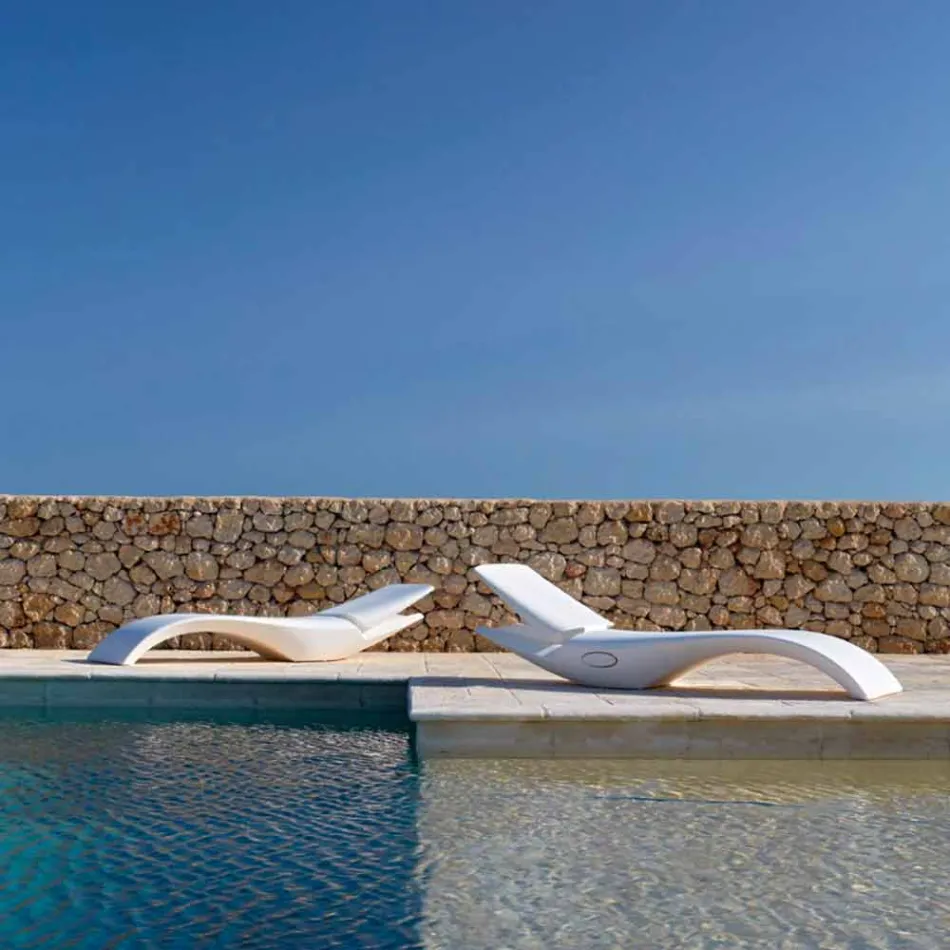 Entwerfen Sie Chaise Longue Garden Lounger aus weißem Kunststoff - Zoe von Mayyour Viadurini
