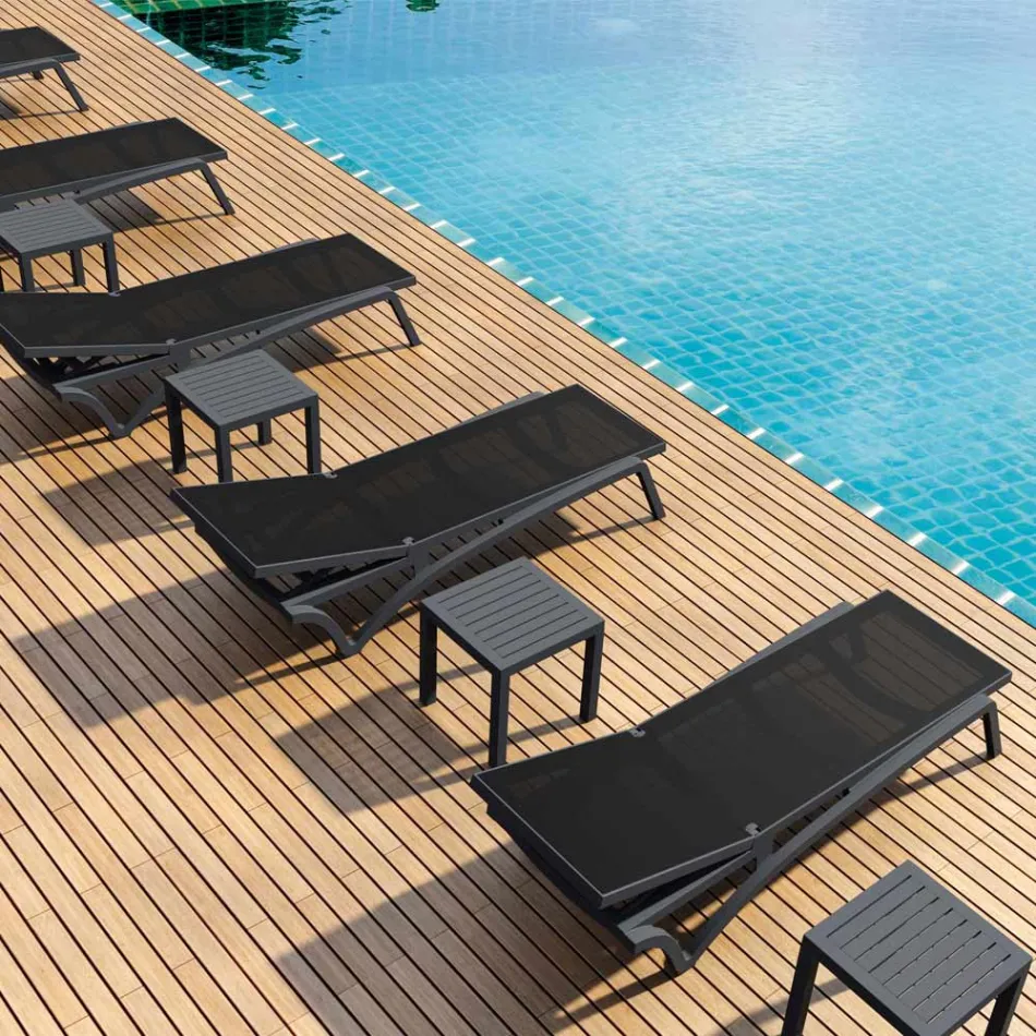 Stapelbare Gartenliege aus Polypropylen und farbigem Textilen - Artelia Viadurini