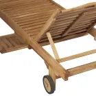 Teak-Gartenliege mit abnehmbarem Tisch und Rädern - Oasi Viadurini