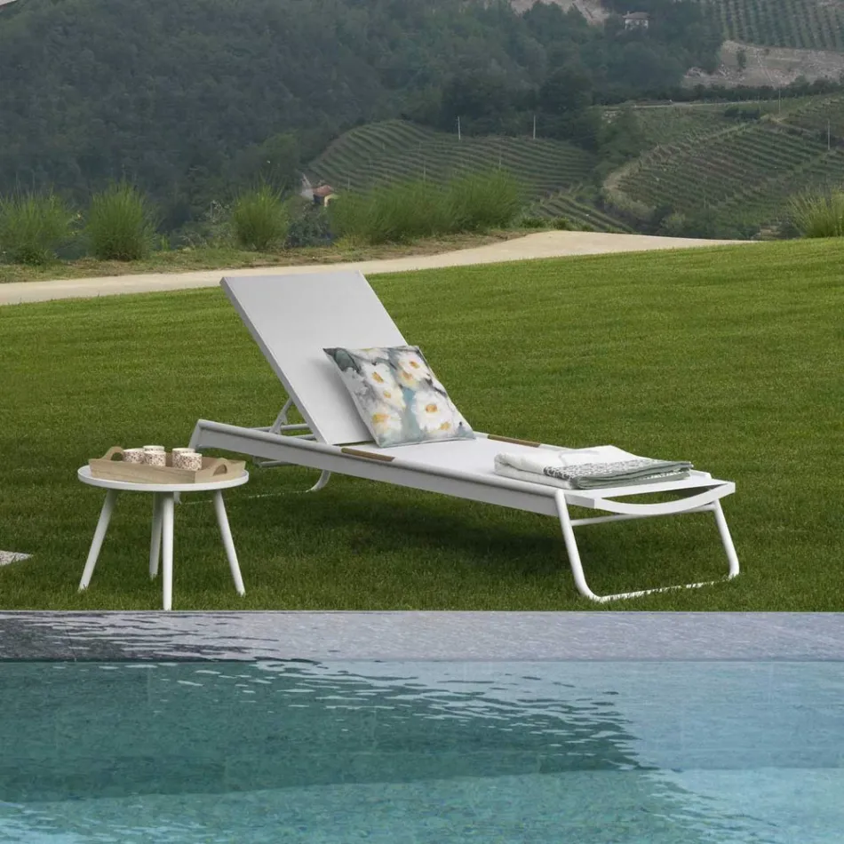 Kinderbett aus Aluminium und Textilene mit Polywood-Einsatz - Farbe Viadurini