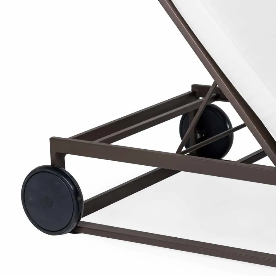 Gartensonnenliege aus Aluminium, Rädern und liegender Rückenlehne - Julie Viadurini