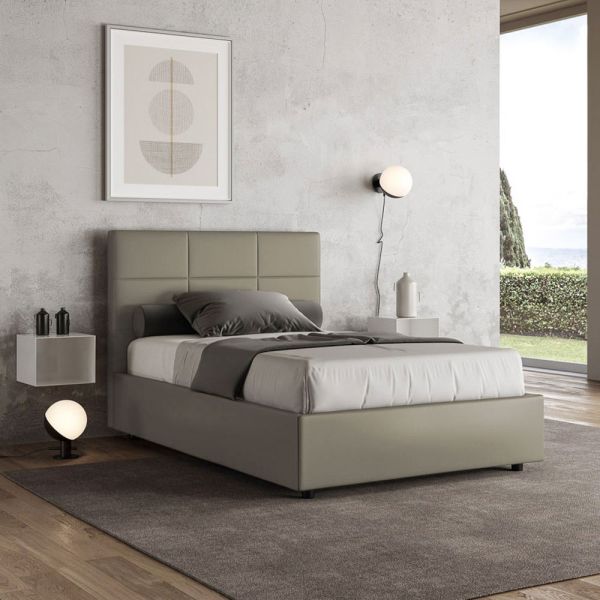 120 x 200 cm bett mit rechteckigem kopfteil aus kunstleder, hergestellt in italien - brina