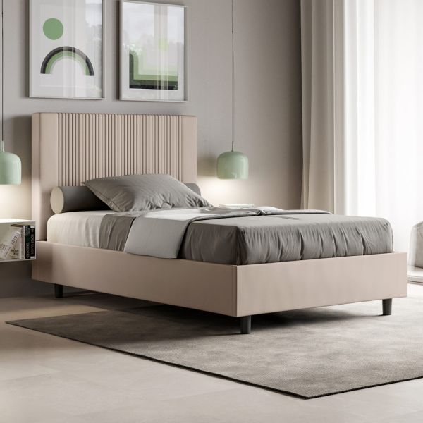 120 x 200 cm großes bett mit kopfteil, verziert mit vertikalen linien, hergestellt in italien – pattini