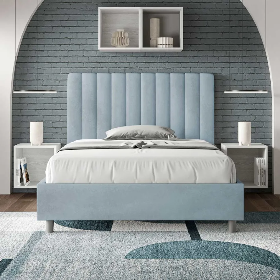 120 x 200 cm Mikrofaserbett mit symmetrischen vertikalen Linien, hergestellt in Italien - Handschuh Viadurini