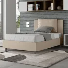 120 x 200 cm Bett mit Kopfteil und Kunstlederkissen, hergestellt in Italien - Olimpiadi Viadurini