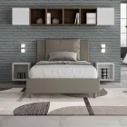 120 x 200 cm Bett mit Kopfteil und Kunstlederkissen, hergestellt in Italien - Olimpiadi Viadurini