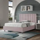 140 x 200 cm Mikrofaserbett mit symmetrischen vertikalen Linien, hergestellt in Italien - Handschuh Viadurini