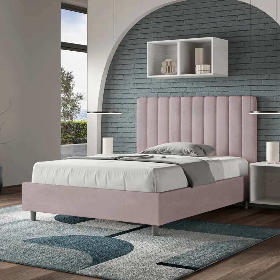 140 x 200 cm Mikrofaserbett mit symmetrischen vertikalen Linien, hergestellt in Italien - Handschuh Viadurini