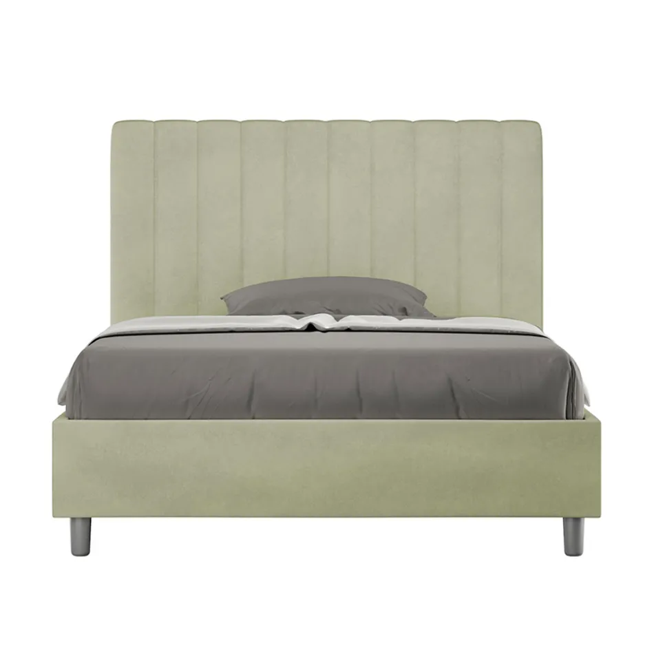 140 x 200 cm Mikrofaserbett mit symmetrischen vertikalen Linien, hergestellt in Italien - Handschuh Viadurini