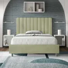 140 x 200 cm Mikrofaserbett mit symmetrischen vertikalen Linien, hergestellt in Italien - Handschuh Viadurini