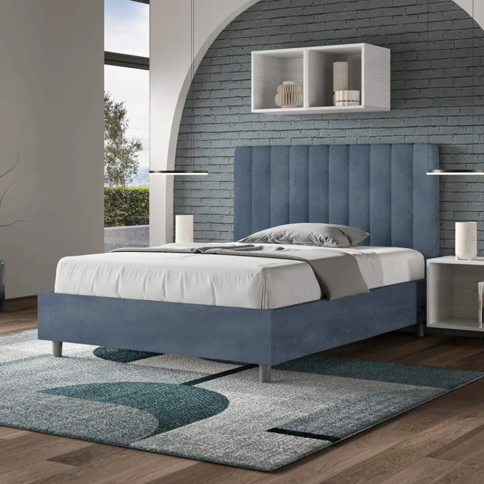 140 x 200 cm Mikrofaserbett mit symmetrischen vertikalen Linien, hergestellt in Italien - Handschuh Viadurini