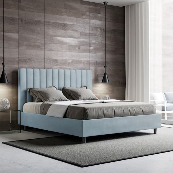 160 x 200 cm mikrofaserbett mit symmetrischen vertikalen linien, hergestellt in italien - handschuh