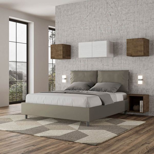 160 x 200 cm bett mit kopfteil und kunstlederkissen, hergestellt in italien - olympics