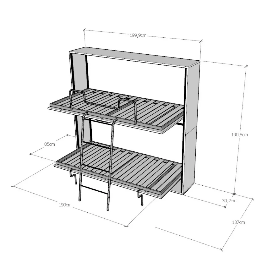 Horizontales Klapp-Etagenbett Made in Italy – Collaborative Viadurini