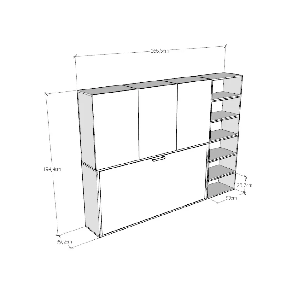 Einzel-Schrankbett in verschiedenen Zusammenstellungen – Kollaborativ Viadurini
