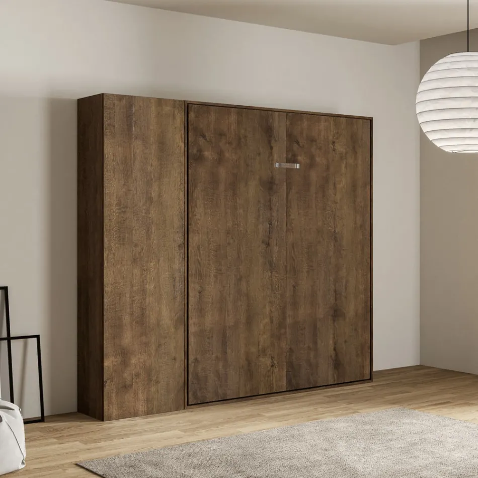 Queen-Size-Bett mit vertikalem Klappbett und Säule - Magiccompare Viadurini